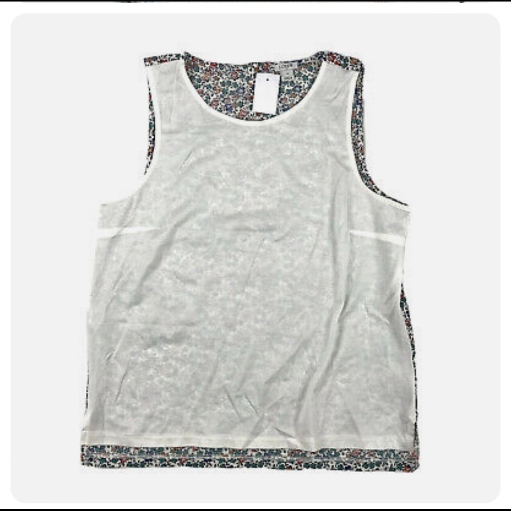 New J Crew Factory Contrast Terry Floral Tank Top Size M